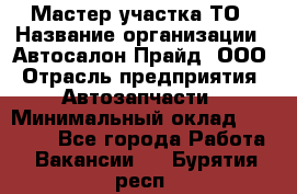 Мастер участка ТО › Название организации ­ Автосалон Прайд, ООО › Отрасль предприятия ­ Автозапчасти › Минимальный оклад ­ 20 000 - Все города Работа » Вакансии   . Бурятия респ.